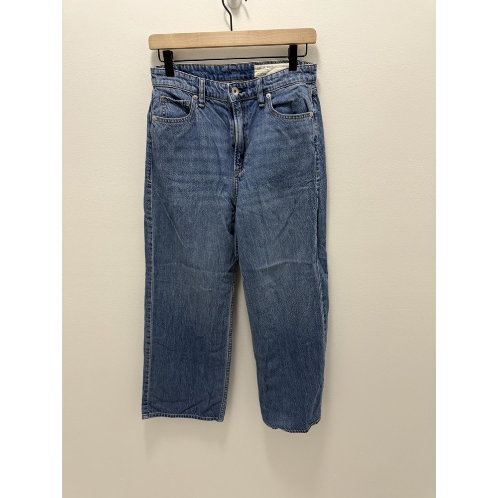 Rag & Bone Lori High Rise Wide Leg Crop Jeans 26 Woburn Blue Denim Culotte